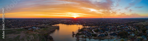 Aerial view of the beautiful sunrise landscape over Edmond area © Kit Leong