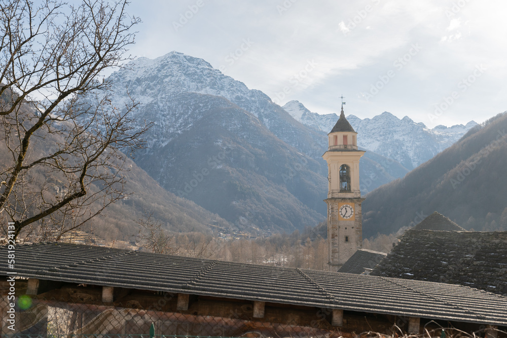 Clock tower in the mountains
