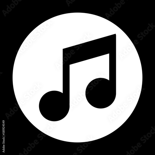 Musical note flat icon for radio apps and websites