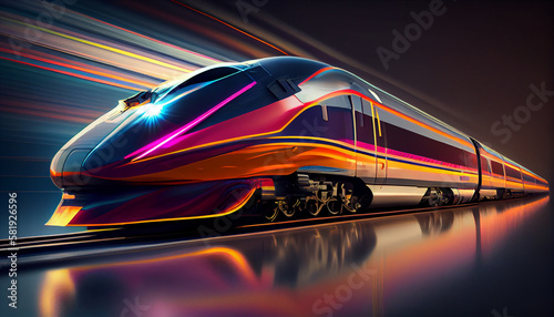 Modern high-speed train. Generative Ai