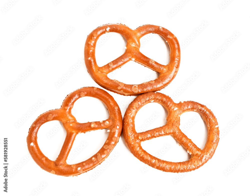 Tasty pretzels isolated on white background Tasty pretzels isolated on white background