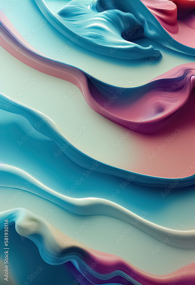 Fototapeta premium Abstract trendy dynamic thick acrylic paints plastic liquid substance background. Generative AI