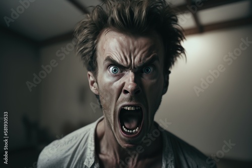 A man with a furious and angry face. Ai generated. © Joaquin Corbalan