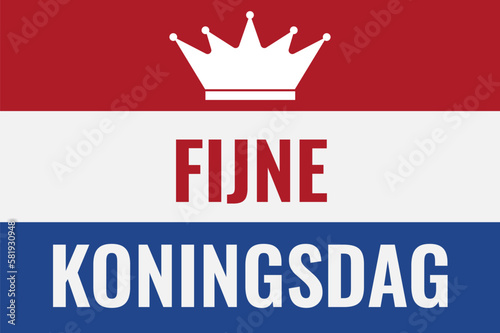 Koningsdag typography poster. King Day in Dutch. National holiday in Netherlands on April 27. Vector template for banner, postcard, flyer, etc