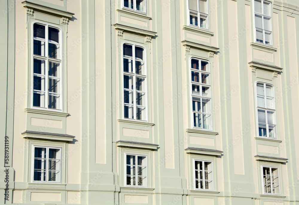 Vienna's Historic Yellow Color Building Windows