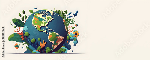 International earth day concept  banner with copy space  generative ai