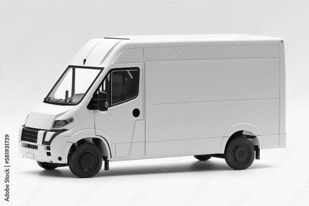 Delivery car on white backround mockup. AI generation Delivery car on white backround mockup. AI generation
