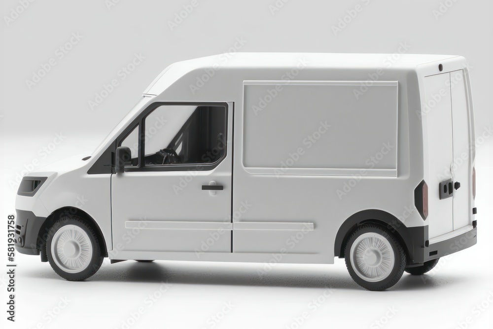 Delivery car on white backround mockup. AI generation Delivery car on white backround mockup. AI generation