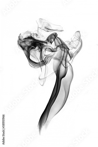 Smoke isolated on white background. Abstract ink texture