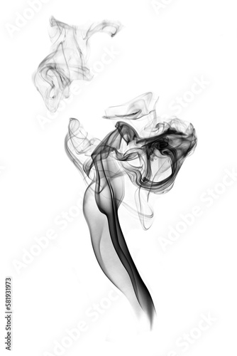 Smoke isolated on white background. Abstract ink texture