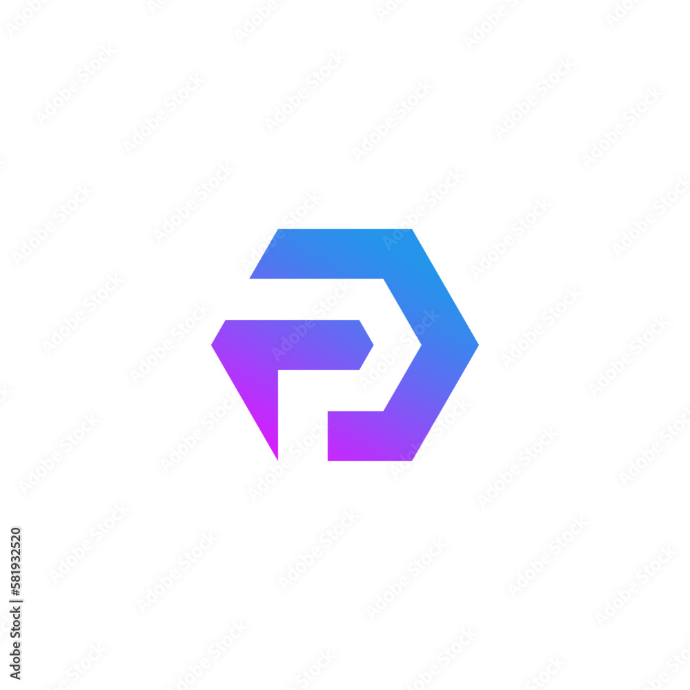 P initial letter loop linked hexagon logo design. P initial letter loop linked hexagon logo design.