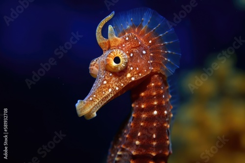 Seahorse of the Mediterranean, Hippocampus guttulatus. Generative AI