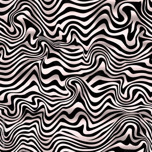 Black and white wavy lines. Seamless pattern