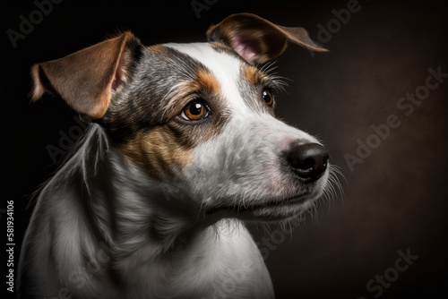 Capturing the Tenacious Spirit of Jack Russell Terrier on a Mysterious Dark Background