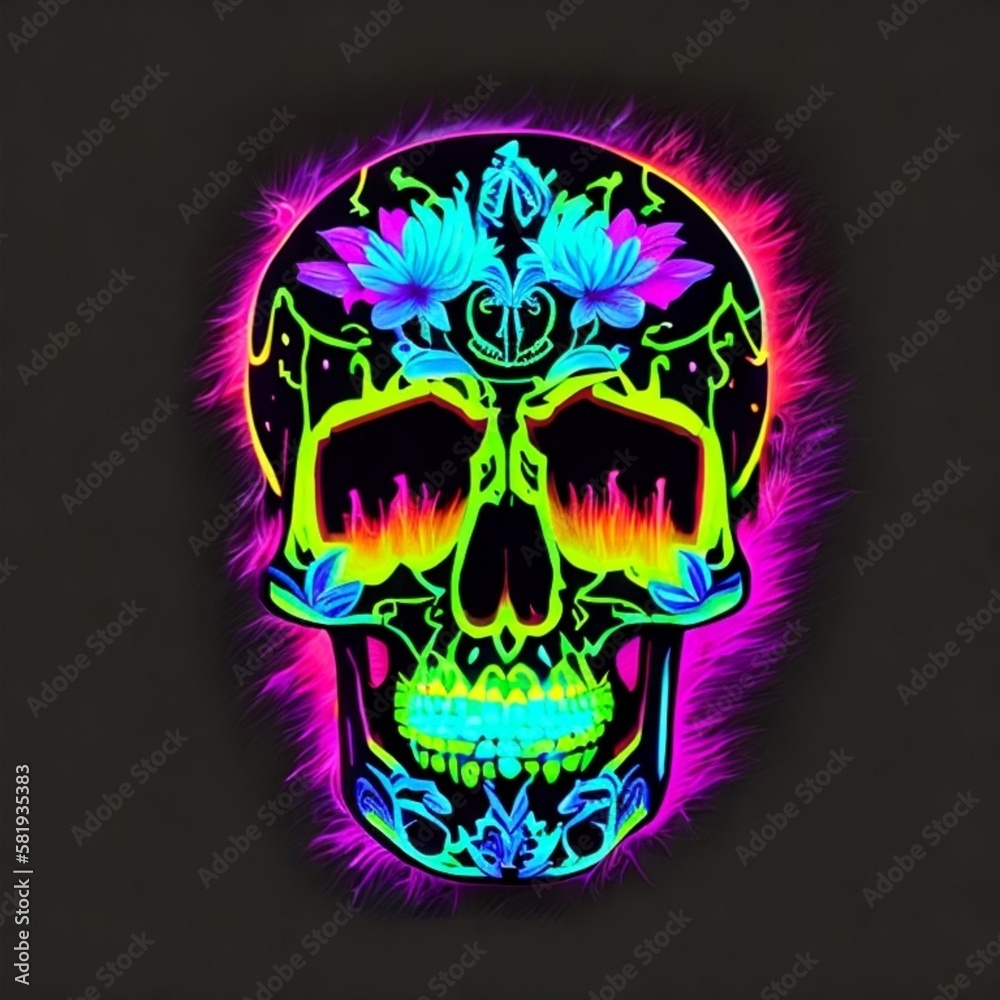 Neon skull print