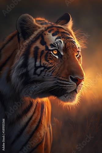 illustration  of a tiger  generative ai