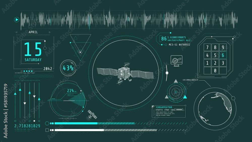 Dynamic animation on the theme of receiving satellite data. Dynamic animation on the theme of receiving satellite data.