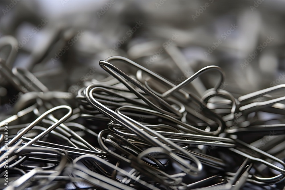 Paper clips up close and in focus on a white background. Generative AI Paper clips up close and in focus on a white background. Generative AI