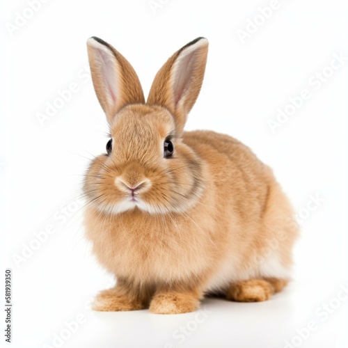 An isolated tan rabbit on white background Generative AI
