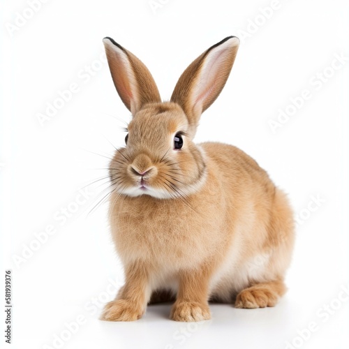 An isolated tan rabbit on white background Generative AI