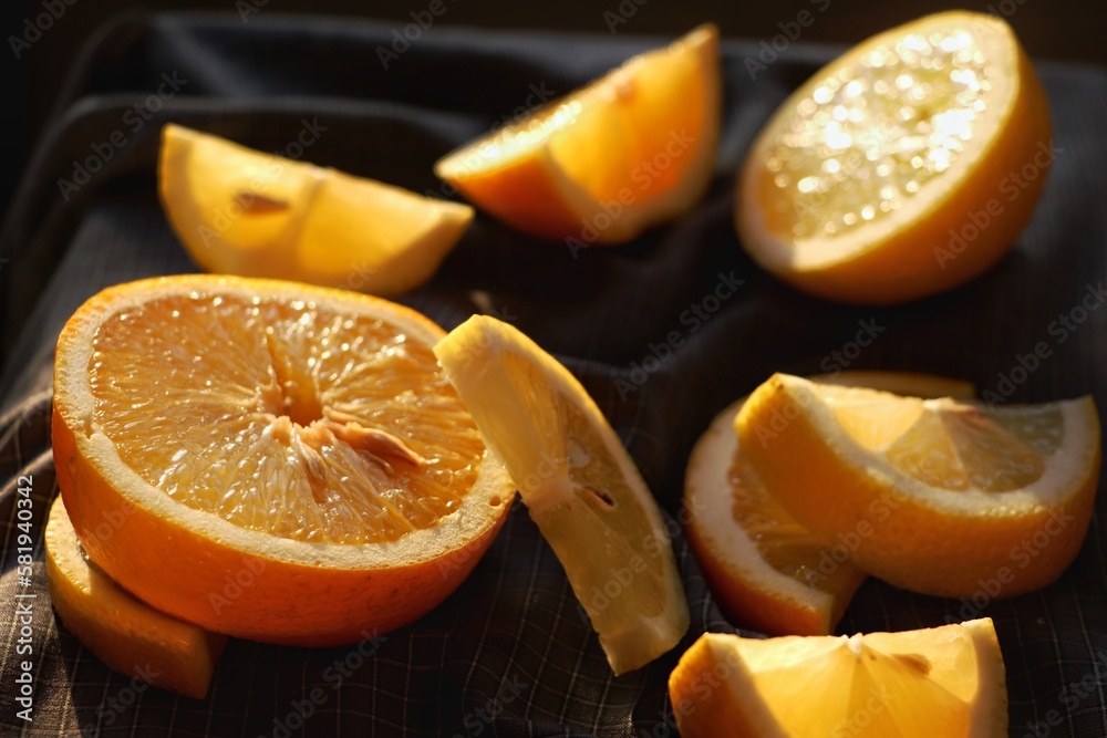 oranges on a gray background 