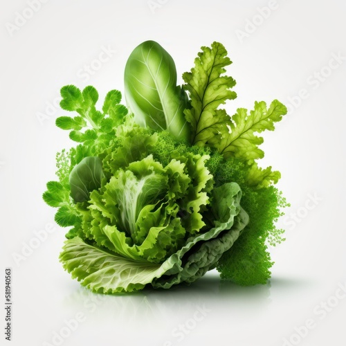 Organic Farming: Harvesting Nutritious Lettuce for a Low-Calorie Diet in white background, GENERATIVE AI