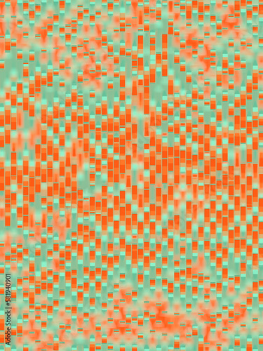 Wavy pattern of rectangular multi colored stripes. Abstract background. Artistic digital illustration. 3d rendering