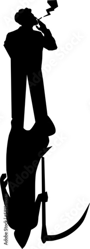 Man smoking silhouette. World no tobacco day. vector illustration. Grim reaper. Devil smoker vector.