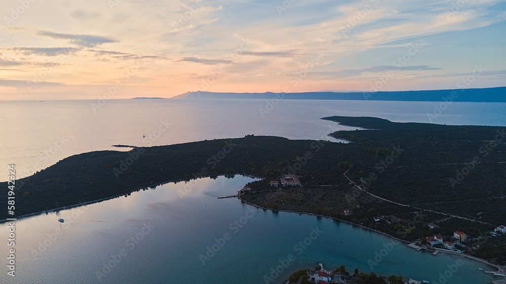 Fototapeta premium Aerial view of Korcula Island, Croatia.