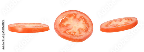 Tomato slices isolated on white