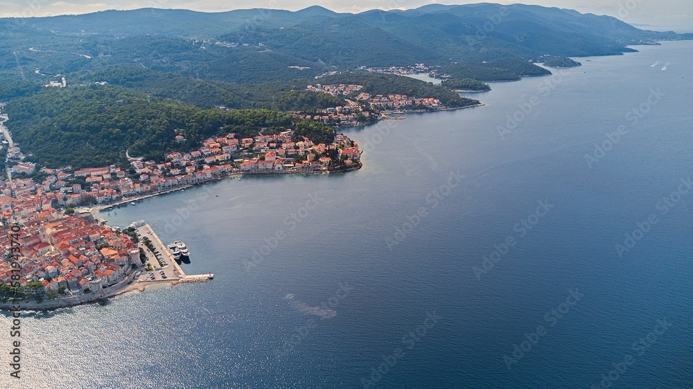 Croatia, Korcula Island. Drone photo.