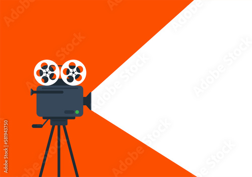 Movie time flat concept background. Cinema banner design. Vector 10 eps.