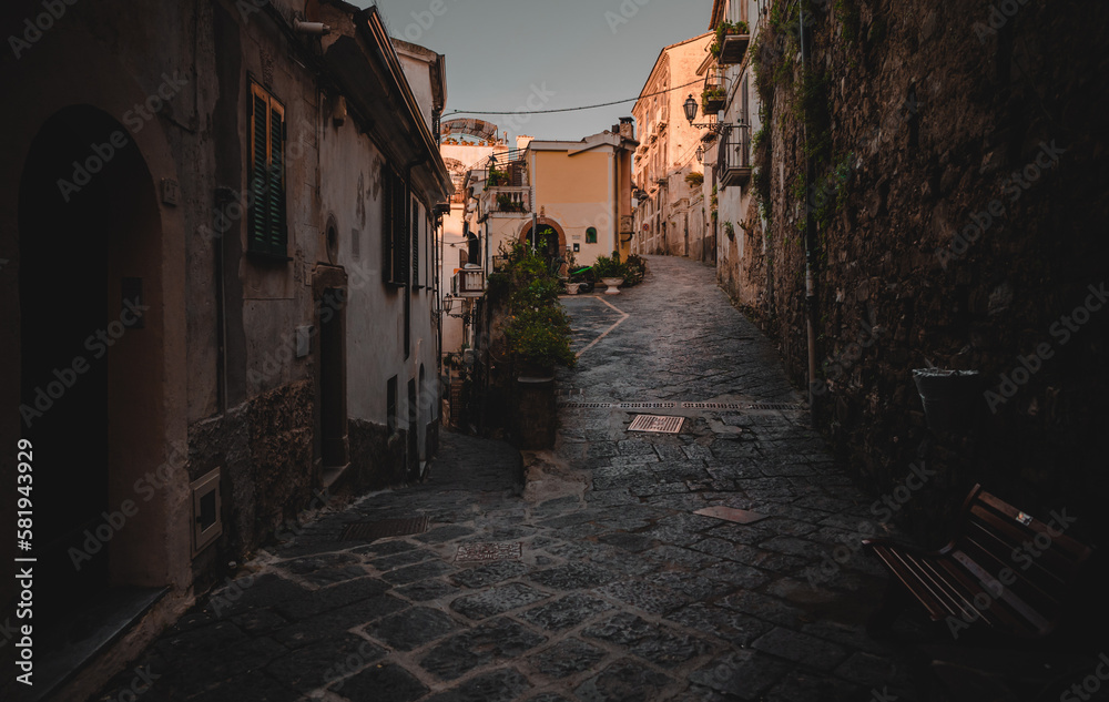 Fototapeta premium Streets of the old town of Agropoli in Italy.