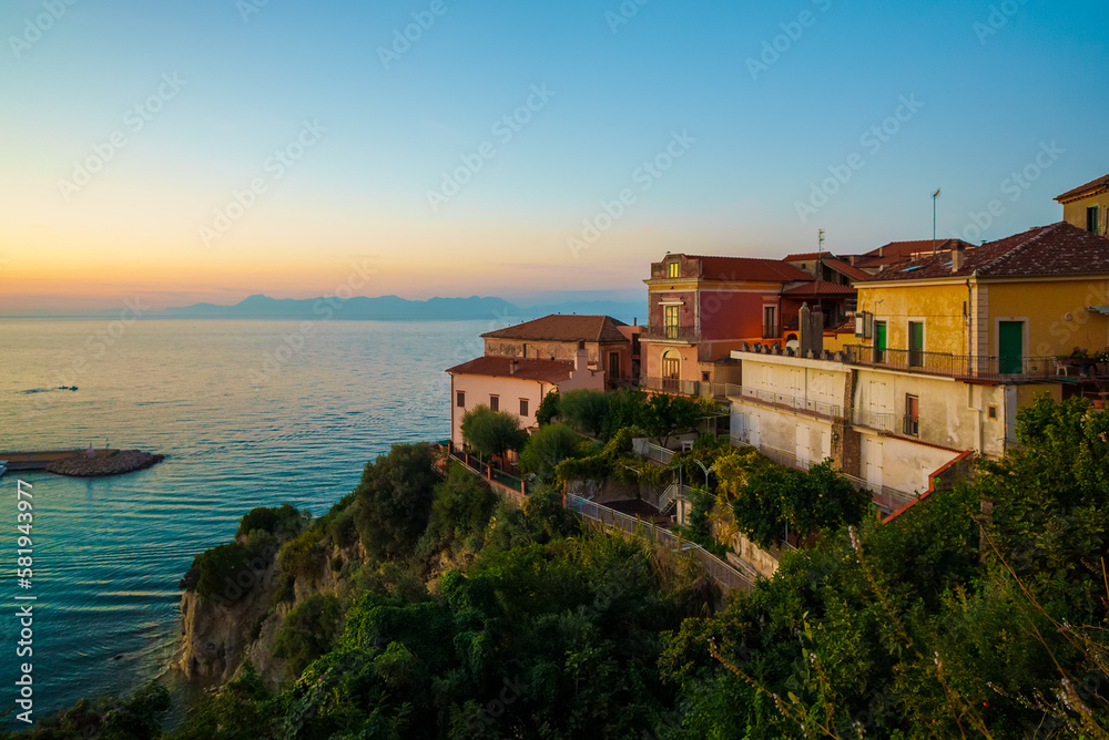 Houses on a hill in the city of Agropoli in Italy.