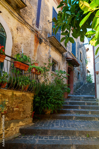 Fototapeta Naklejka Na Ścianę i Meble -  Streets of the old town of Agropoli in Italy.
