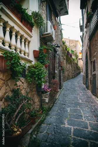 Streets of the old town of Agropoli in Italy. © M-Production