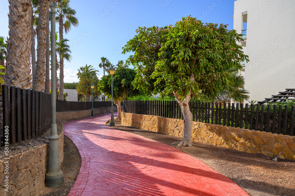 Obraz premium Winter vacation in Caleta de Fuste touristic village on Fuerteventura, Canary islands, Spain