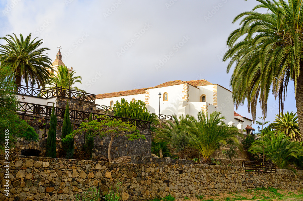Streets and houses of Canarian old town Betancuria on Fuerteventura island, winter in Spain