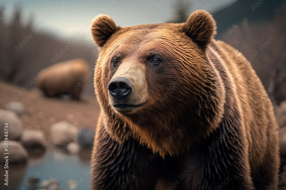 Close up of a brown bear generative ai