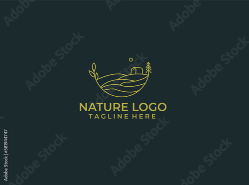 Nature Farm Field Simple Logo Branding. photo