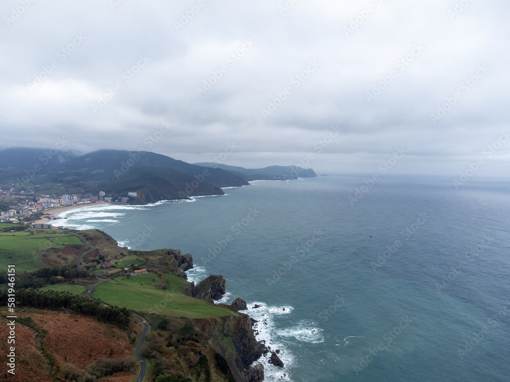 Atlantic ocean coastline near famous landmark and film location in North of Spain, ocean islet with chapel San juan de Gaztelugatxe, Basque Country, Spain in winter Atlantic ocean coastline near famous landmark and film location in North of Spain, ocean islet with chapel San juan de Gaztelugatxe, Basque Country, Spain in winter