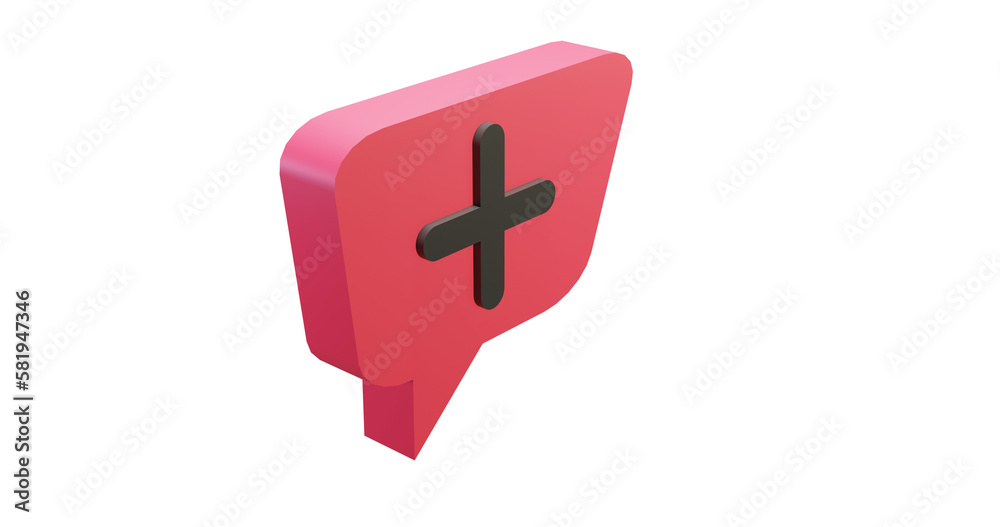 Png 3d render bubble chat with red color and plus sign Png 3d render bubble chat with red color and plus sign