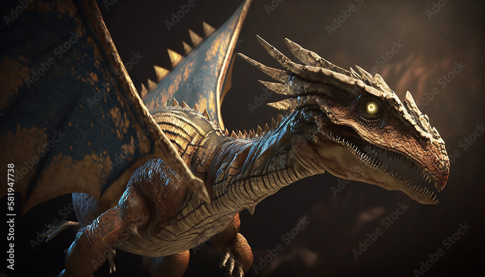 Flying Dragon. Digital Art, 3D Render, Concept Art Stock Illustration ...