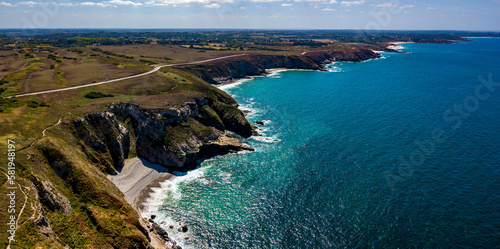 Cliffs And Ocean Road At Atlantic Coast Of Cap Frehel In Brittany, France