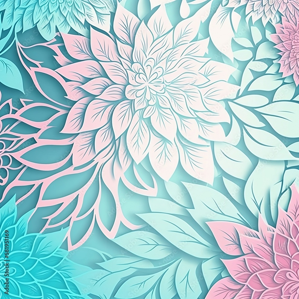 wallpaper, floral, leaves, in shades of blue and pink, decoration., wallpaper, floral, leaves, in shades of blue and pink, decoration.,