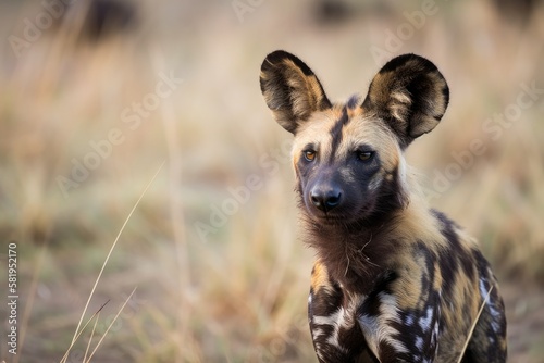 Found in Serengeti National Park is an African wild dog. Generative AI © AkuAku