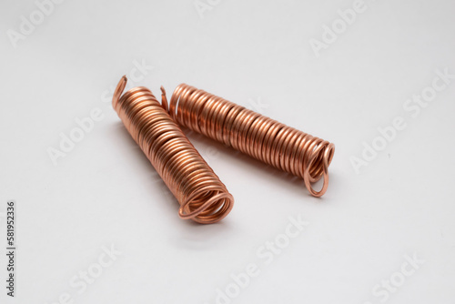copper waste for recycling. copper wires coiled into spirals