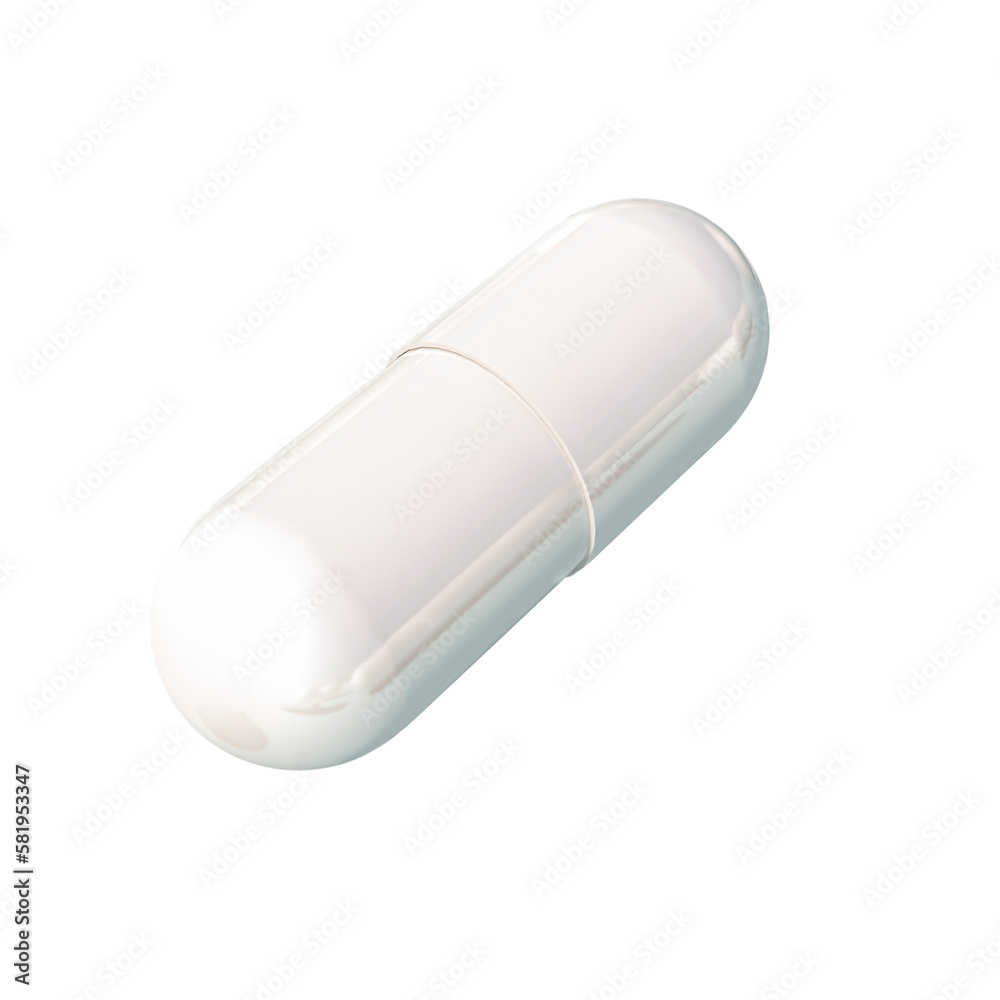 White capsule pill Isolated . Mock up realistic pill,copy space,top view . 3D Rendering White capsule pill Isolated . Mock up realistic pill,copy space,top view . 3D Rendering