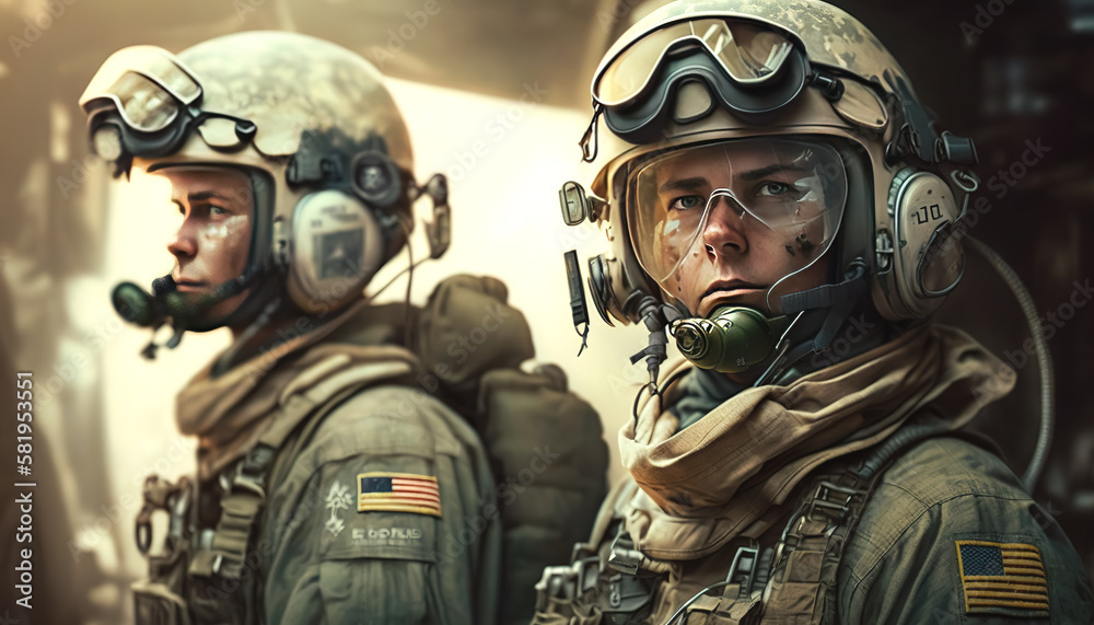 Modern soldiers in the army. Modern soldiers in combat. Generative AI. Modern soldiers in the army. Modern soldiers in combat. Generative AI.