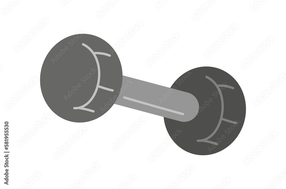 Black dumbbell concept. Heavy equipment for strengthening muscles and training at home and in gym. Active lifestyle and sports. Fitness and workout. Cartoon flat vector illustration Black dumbbell concept. Heavy equipment for strengthening muscles and training at home and in gym. Active lifestyle and sports. Fitness and workout. Cartoon flat vector illustration